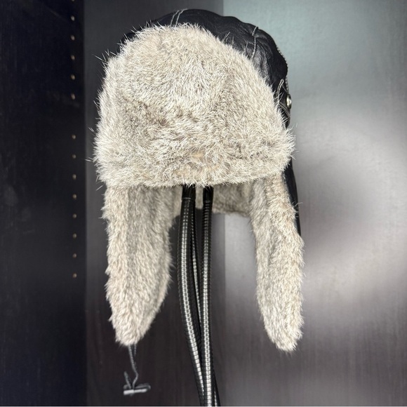 Ski-Doo Rabbit Fur Trapper Hat | Genuine Leather Aviator Bomber Style | BRP 2015 - Picture 4 of 8